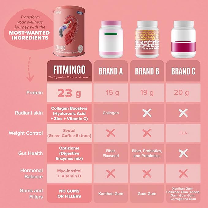 BIRDMAN Fitmingo Vegan Protein Powder with Inositol Collagen Boosters Hyaluronic Acid and Vitamins | Low Carb Dairy Free Low Calorie | 23g Plant Based Blueberry Protein Powder with Myo-Inositol