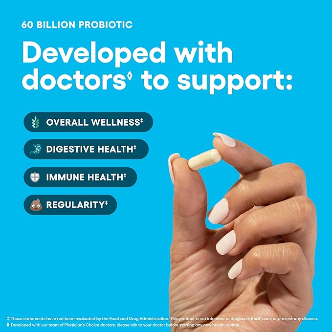 Physician's CHOICE Daily Gut Essentials Bundle: Easy Mix Fiber Digestive Enzymes &amp 60 Billion Probiotic