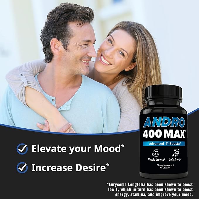 Andro400 Max Advanced T-Support &amp Nitric Oxide Booster – Tongkat Ali with L-Arginine &amp L-Citrulline – Supports Blood Flow Circulation and Physical Performance – 1 Pack 60 Capsules