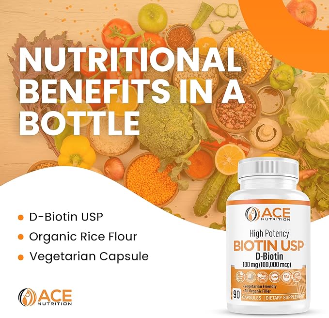 High Potency Biotin USP (D-Biotin) 100mg (100000mcg) (3)