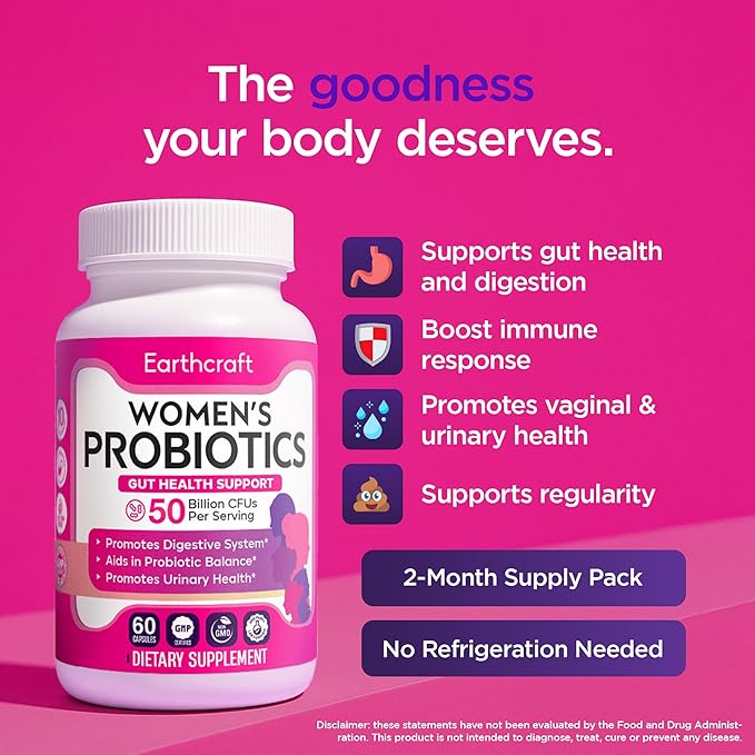 Probiotics for Women 50 Billion CFU – 10 Strains + Prebiotics for Vaginal Health Digestive Gut PH Balance and Immune Health – Delayed Release Capsules Non-GMO Vegan Support Nutrient Absorption