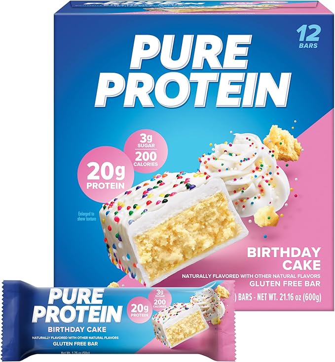 Quest &amp Pure Protein Birthday Cake Bars High Protein Gluten Free 12 Count Protein Bars