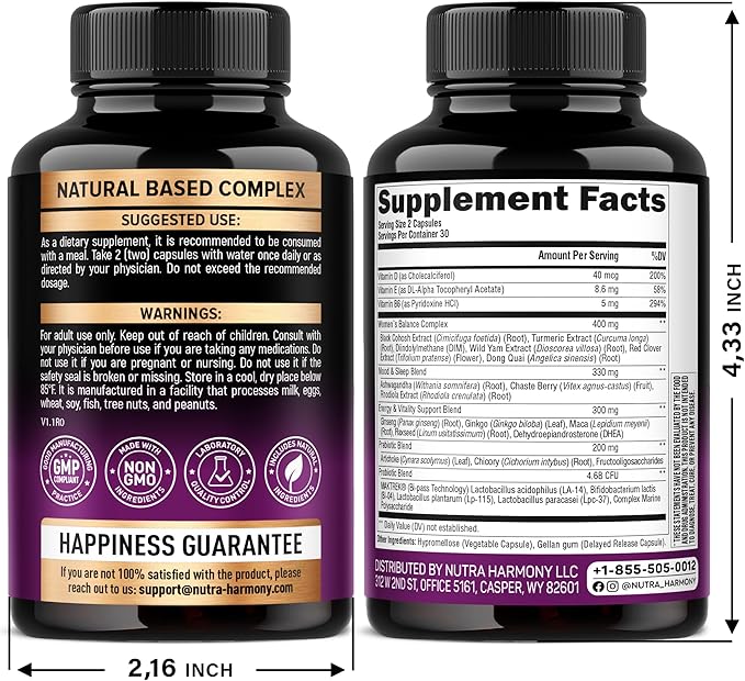 NUTRAHARMONY Vitamin D3 K2 Capsules &amp Menopause Supplement