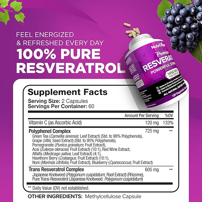 Nutrivein Premium Wholefood Multivitamins &amp Resveratrol Supplement Bundle: High-Absorption Trans Resveratrol Supplement &amp Multivitamin for Women &amp Men - Vitality Defenses &amp Overall W