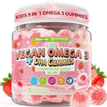 Kids Omega 3 Gummies for 4+ with DHA Vitamins D3 K2 C B6 Methyl B12 Luetin &amp PS No Fish Taste Sugar Free Omega 3 Fish Oil Alternative for Children for Brain Bone Eyes Focus Immunity 60Cts
