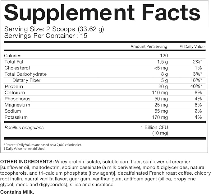 Celebrate Vitamins Rebuild Protein Powder with Probiotics &amp Prebiotics - 20g Whey Isolate Protein High Fiber for Post Bariatric Surgery Patients - Iced Macchiato (15 Servings)