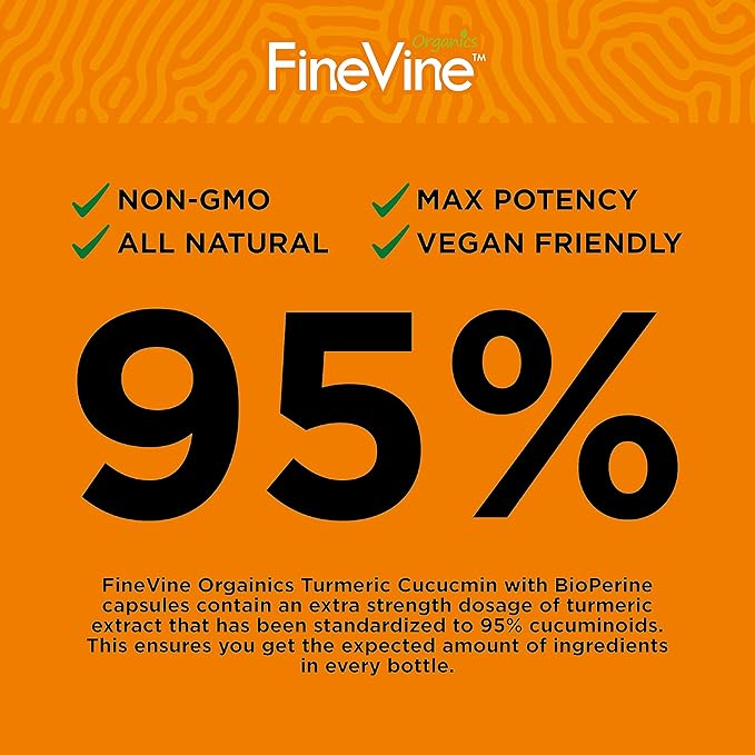 Turmeric Curcumin with BioPerine Black Pepper and Ginger - Made in USA - 120 Vegetarian Capsules for Advanced Absorption Joints Support