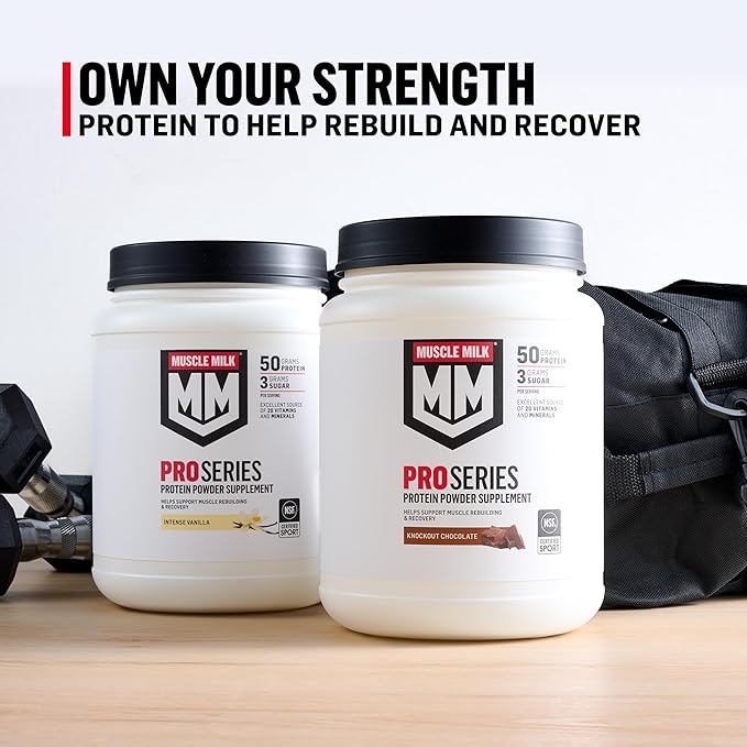 Muscle Milk Pro Series Protein Powder Supplement Intense Vanilla 2 Pound 11 Servings 50g Protein 3g Sugar 20 Vitamins &amp Minerals NSF Certified for Sport Workout Recovery Packaging May Var