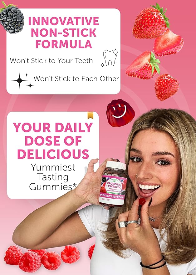 Lunakai USA Made Probiotic + Prebiotic &amp Vitamin C Gummies Bundle – Digestive Balance &amp Daily Antioxidant Support – 60 Non-GMO Gummies Each