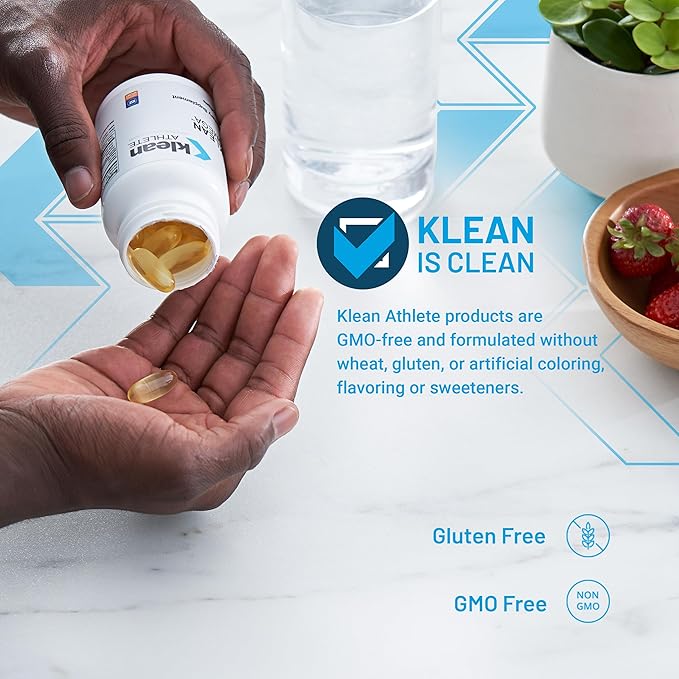 Klean Athlete Klean DHA - DHA Supplement for Athletes - Supports Heart &amp Brain Health* - Omega 3 Fish Oil - with EPA &amp DHA - Non-GMO &amp Gluten Free - 60 Softgels