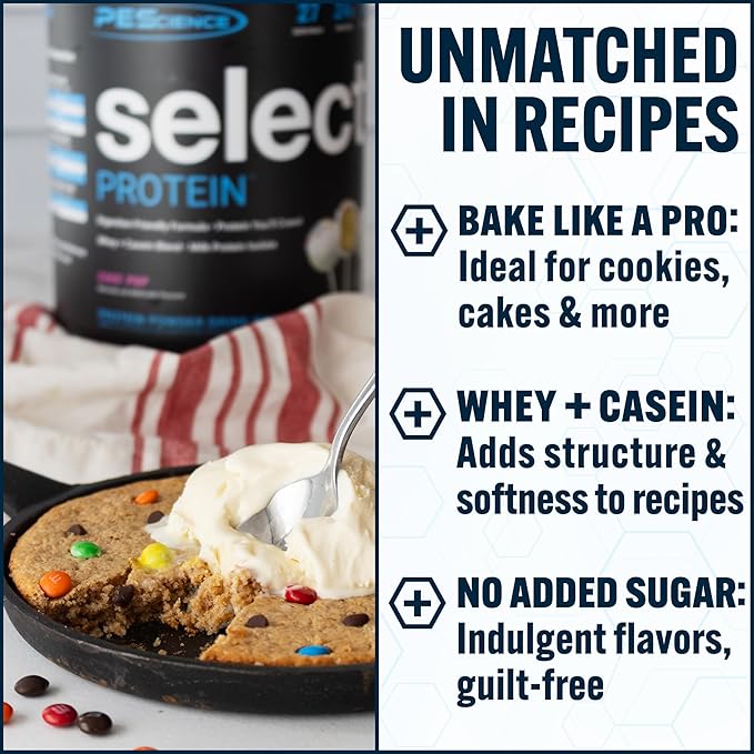 PEScience Select Protein Powder Whey and Casein Blend Lean Protein Powder for Women and Men Low Calorie Low Carb Keto Friendly Gluten Free Frosted Sugar Cookie - 27 Servings