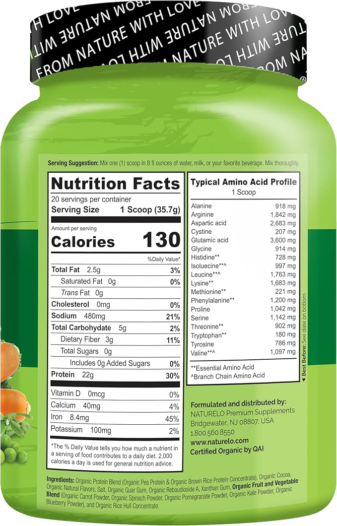 NATURELO Vegan Plant Protein Powder - Vanilla and Chocolate Bundle - 40 Servings