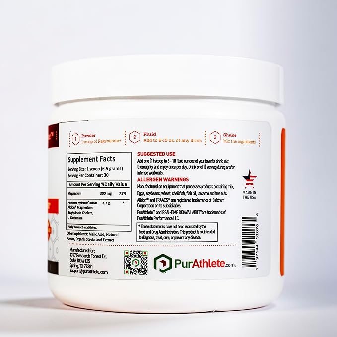 Regenerate+ Magnesium Bisglycinate Powder - 300mg Powdered Chelated Magnesium Bisglycinate Supplement for Women and Men - Support Sleep and Relaxation Natural Energy – 6.7oz (30 Servings)