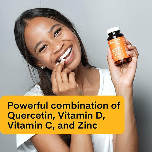 A Dose of Immunity Quercetin with Vitamin C and Zinc Vitamin D 500mg Quercetin Bromelain with Echinacea &amp B Vitamins (60 Count)