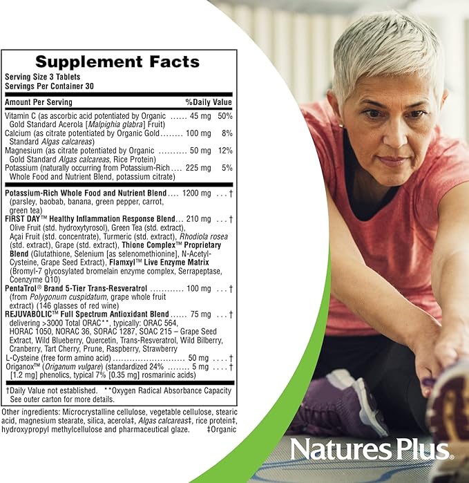 NaturesPlus AgeLoss Blood Pressure Support - 90 Tablets - with Trans-Resveratrol &amp 1200 mg of Whole Foods - Vegetarian Gluten Free - 30 Servings
