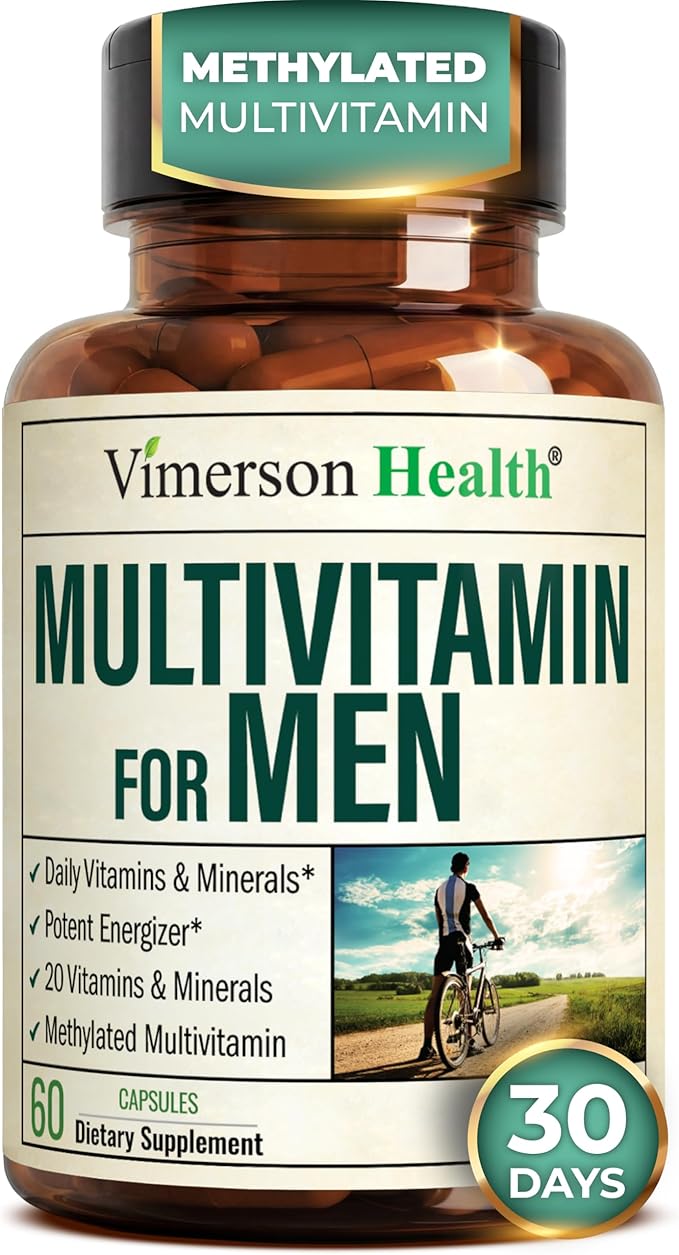 Multivitamin for Men with Methylated Vitamins and Chelated Minerals for Energy Focus and Immune Health – Premium Daily Mens Multivitamins &amp Multiminerals – 60 Capsules