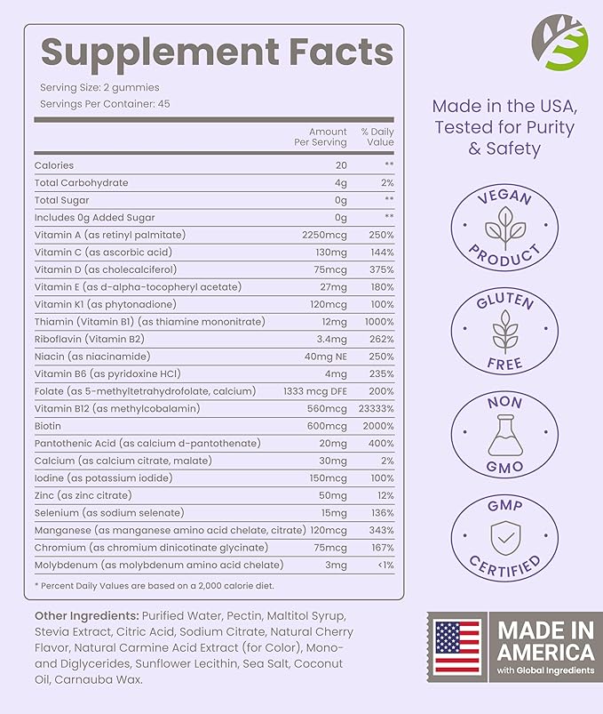 BariSlim Advanced Bariatric Multivitamin Gummies - Specially Formulated Bariatric Vitamins for Patients After Weight Loss Surgery - Supports Energy &amp Immune Health | Mixed Berry (90 Vegan Gummies)