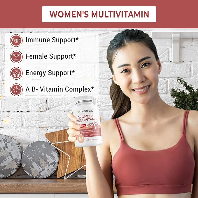 Women's Multivitamin with Biotin (Without Iron) - 20 Essential Vitamins and Minerals Supports General Health Energy &amp Immunity - 60 Capsules (3)