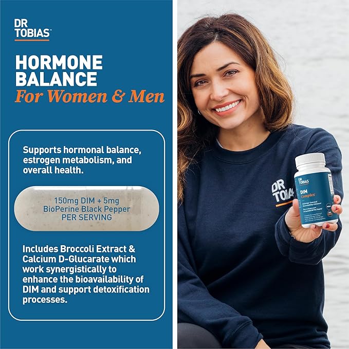Dr. Tobias Adult Multivitamin &amp DIM Complex Supports Energy Immune and Hormone Balance for Men &amp Women with 42 Fruits &amp Vegetables BioPerine Broccoli Extract &amp Calcium Non-GMO