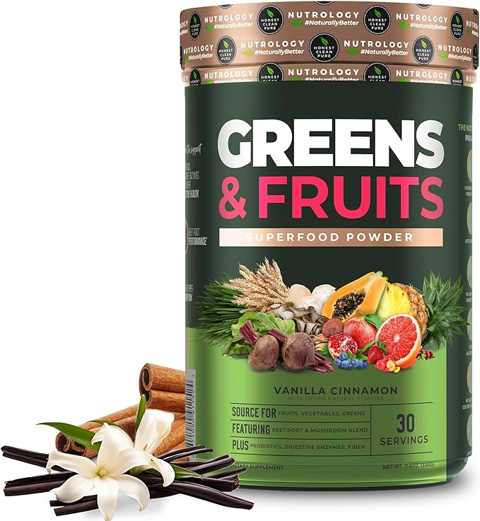 Nutrology TRIPACT Protein Powder 7-in-1 Meal Replacement Shake Superberry (40 Servings) Greens &amp Fruits Powder-Naturally Sourced Superfood Vanilla Cinnamon (30 Servings)