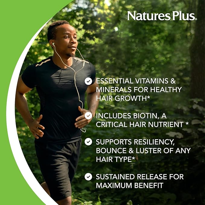 NaturesPlus Ultra Hair - 90 Sustained Release Tablets Pack of 2 - Supports Healthy Hair Growth - for Men &amp Women - Gluten Free - 90 Total Servings
