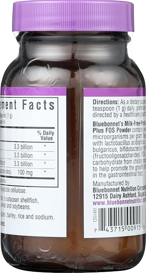 Bluebonnet Probiotic Acidophilus Plus FOS Powder 3 Ounce