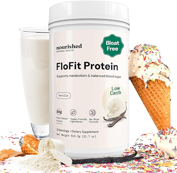 Nourished Natural Health FloFit Pea Protein Powder - Hormone Balance for Women - Vegan Protein Powder Plant Based with Low-Carbs - Supports Acne Regulates Cycle Easy to Digest - Caffeine Free.
