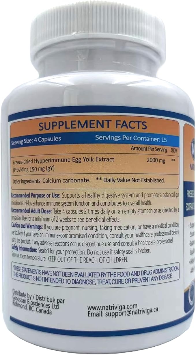 Heliclear IgY – Hyperimmune Egg Yolk IgY for Gut Gastric &amp Immune Health – Supports Gut Microbiome Balance Stomach Lining Integrity &amp Digestive Health – Dairy-Free 150 mg 60 Capsules
