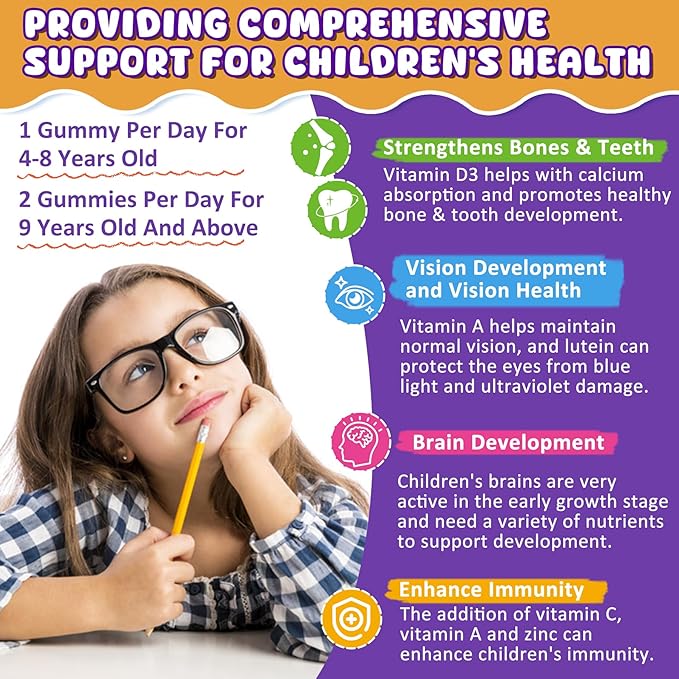 1 Pack Kids Calcium Gummies + 1 Pack D3 K2 Gummies Vitamin D3 10000 IU + K2 (MK7) 120mcg