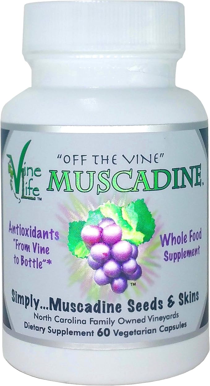 VineLife Muscadine Grape Seed &amp Skin 650mg - 60 Veggie Capsules - Antioxidant Superfood - 1300mg Per Serving - Natural Resveratrol