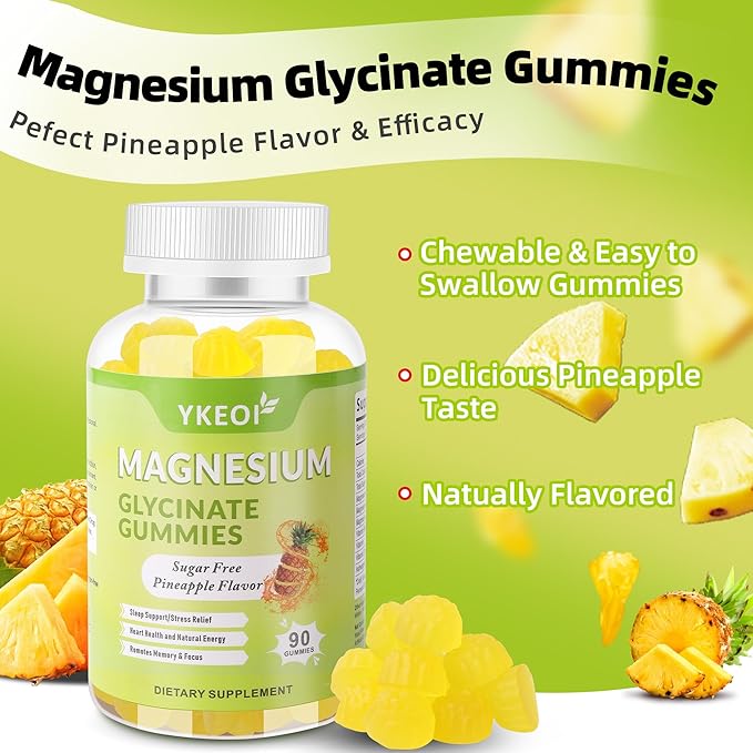 90 CT Magnesium Glycinate Gummies 500 mg with AshwagandhaSugar Free Magnesium Supplement Triple Magnesium Complex with CitrateMalateVitamin C D3 B6for Women and Men Kids Sleep Relaxation