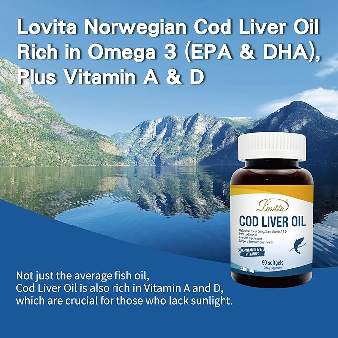 LOVITA Immune &amp Vision Bundle - 2 Fish Oil (120ct) &amp 4 Cod Liver Oil (90ct) Natural Vitamin A &amp D Source (6 Pc Value Pack)