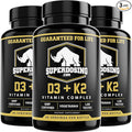 Best Value Max Strength 10000 iu Vitamin D3 and 1500 mcg Vitamin K2 Supplements 3 Bottle Pack. D3K2 Vitamins and Supplements for The Health. D3-K2 MK4 Capsules Best K2D3 Vitamin for Immune System