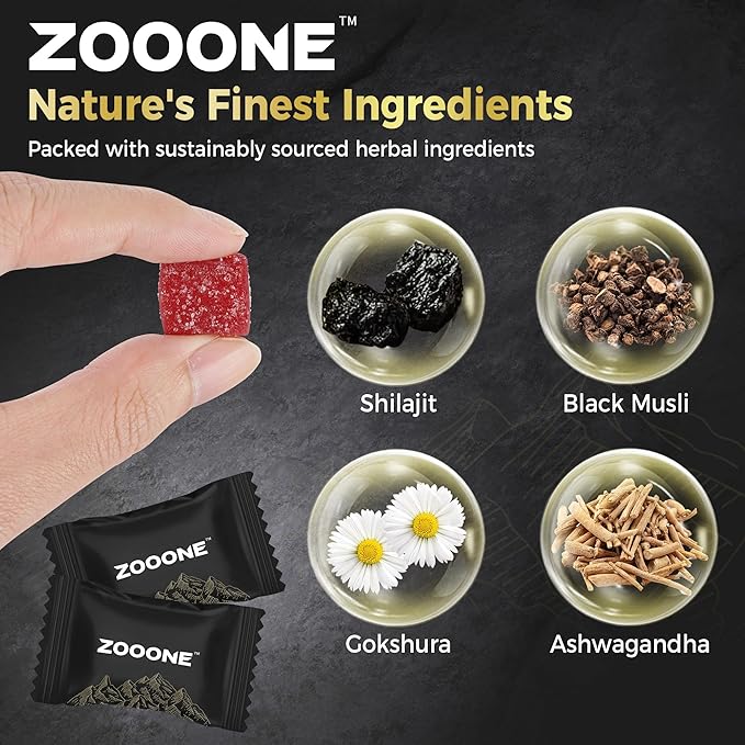 zooone NAD+ 1000mg Liquid Packets Supplement +Shilajit Himalayan Gummies with Ashwagandha &amp Black Musli