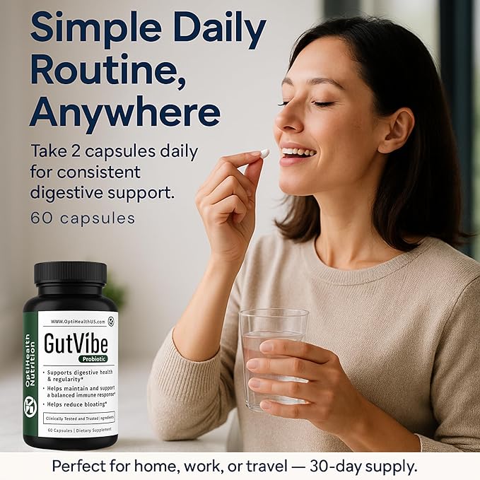 GutVibe™ Probiotic with S. boulardii &amp B. infantis – 4-Strain Formula 22B CFU – Supports Digestion Gut Health &amp Occasional Bloating for Women &amp Men – 60 Capsules 30-Day Supply