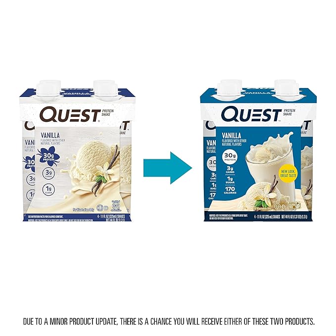 Quest Nutrition Ready to Drink Vanilla Protein Shake 30g Protein 3g Net Carbs Gluten Free Keto Friendly 11 fl.oz 4 Count (Pack of 3)