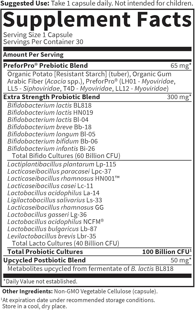 Garden of Life Dr.Formulated Pre Post &amp Probiotics 100 Billion CFU Once Daily 3-in-1 Complete ProbioticsPrebiotics &amp Postbiotics Supplement for Women and Men-Extra Strength30 Day Supply(Pa