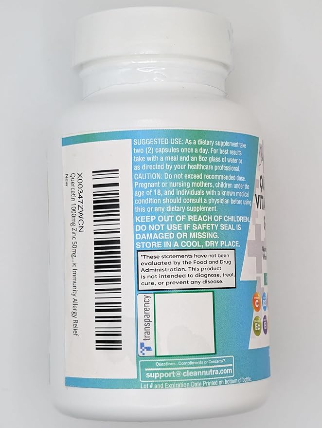 Q Defend Quercetin Supplement with Zinc Vitamin C Vitamin D Elderberry Turmeric Black Pepper Garlic Ginger Sea Moss Lysine Stinging Nettle Reishi Immune Support 60 Capsules Pack of 2 by Clean Nutra
