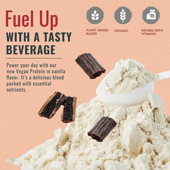 Fuel Vegan Protein Powder Vanilla - 21g of Protein Each Serving Delicious Plant-Based Blend for Muscle Growth Crafted from Pea with Vegan D3 No Artificial Flavors Gluten-Free