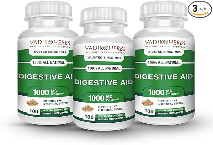 Certified Organic Vadik Herbs Digestive Aid Herbal Dietary Supplement | Supports to Intestinal System Promotes Normal Bowel Function (3 Pack)
