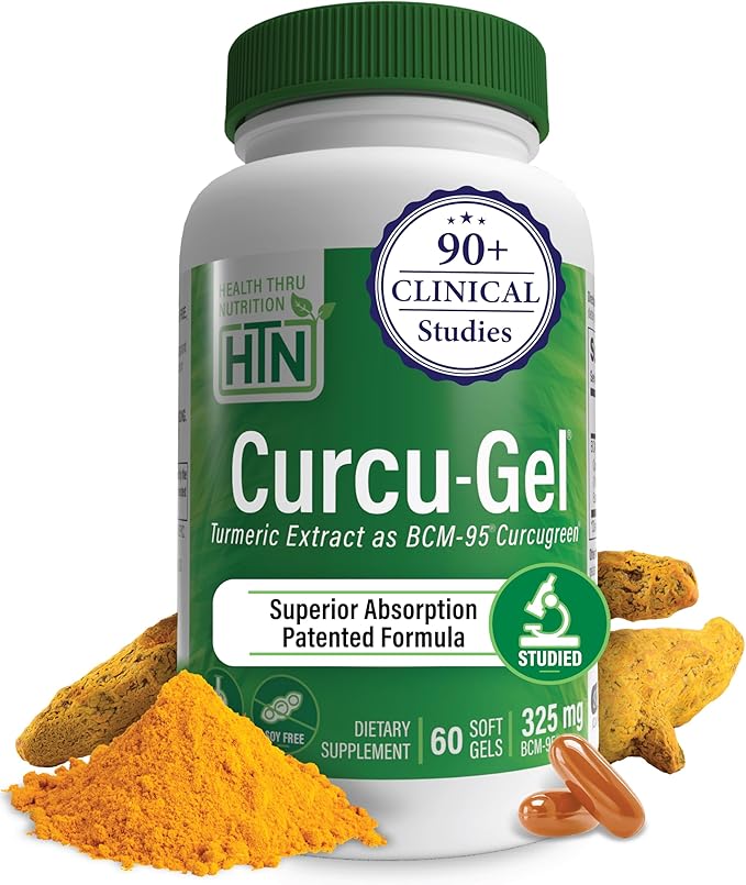 Health Thru Nutrition Curcu-Gel Turmeric Curcumin Complex BCM-95 Softgels 325mg (Pack of 60)