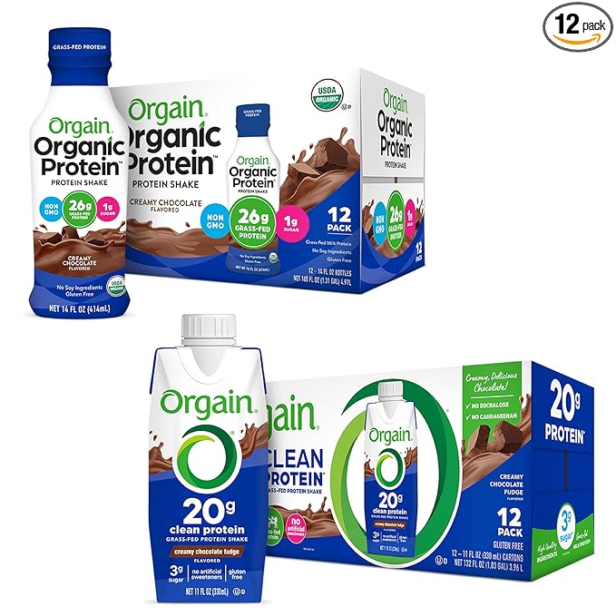 Orgain Organic &amp Clean Protein Shakes Creamy Chocolate (12 Pack)