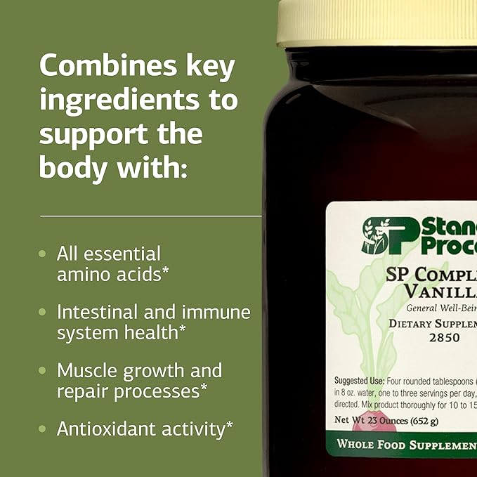 Standard Process SP Complete - Whole-Food Nutrition for Immune &amp Liver Function - Protein Source with Antioxidant Activity - Post-Workout Muscle Support - Gluten-Free &amp Non-Soy - Vanilla 23 o