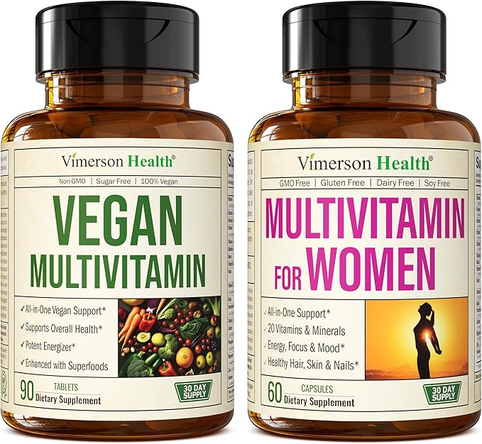 Vimerson Health Vegan Multivitamins for Vegans and Vegetarians &amp Multivitamin for Women