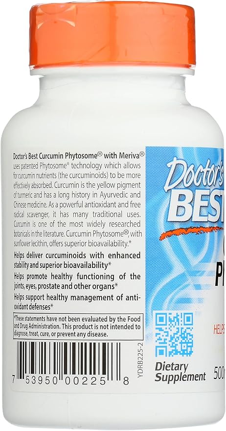 Doctor's Best Curcumin Phytosome with Meriva Non-GMO Vegan 60 Veggie Capsule (Pack of 1)