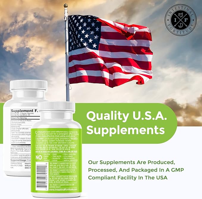 Intestinal Fortitude AI-5 - Digestive Herbal Capsule Supplement w/CurcuWIN Turmeric Curcumin Boswellia Serrata Ginger Root &amp EGCG Green Tea for Gut &amp Digestive Health Support Non-GMO Dai