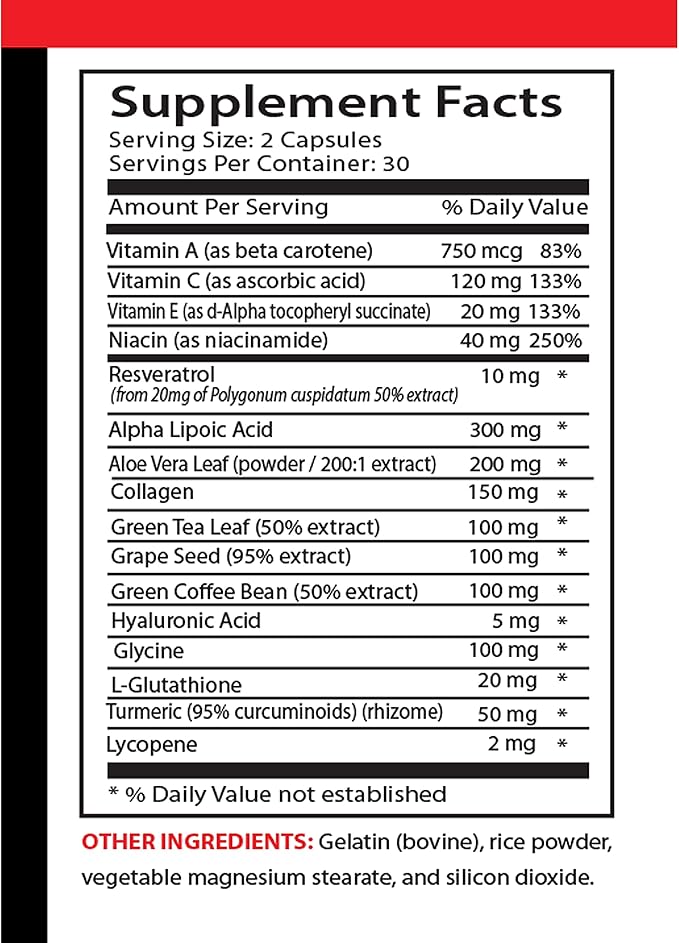 Anti-Wrinkle - Green Coffee Youthful Skin Blend Vitamin A &amp E Renewal Complex Hydrolyzed Collagen Niacin Skin Texture Renewal Turmeric Root Beauty Formula Grape Seed Support 2Bot