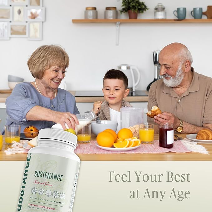 SUBSTANCE. - Nature's Sustenance Daily Greens Daily Fruit and Veggies Supplement - Enhance Energy Mental Clarity - Fruits and Vegetables Supplements - US Made Vegan-Friendly - 30 Servings.
