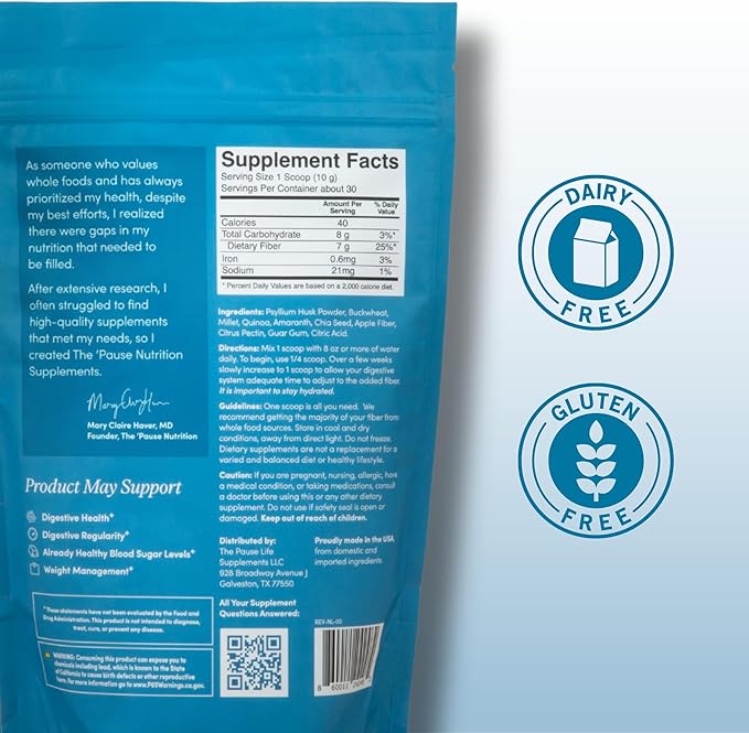 The 'Pause Life Fiber GDX Gluten Free Chia Seed &amp Quinoa Blend Monk Fruit Sweetened Natural Plant Based Dietary Fiber Energy and Digestive Support Unflavored 1 Pack 10.5 OZ