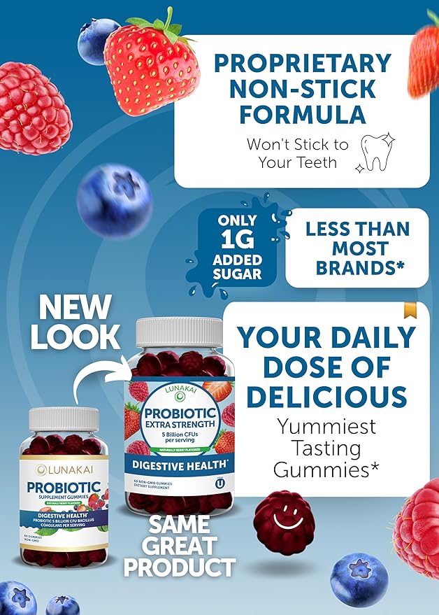 Lunakai Vitamin E and Probiotic Gummies Bundle - 3000 mcg Gummies for Adults Energy Support - with 5 Billion CFUs Per Serving for Digestive Health - Non-GMO All Natural